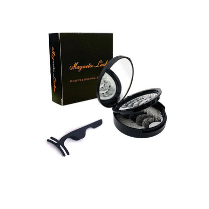 Style 2 Black Magnetic False Eyelashes Kit - 3 Pairs with Applicator Clip and Mirror Case V888-ELOSUNG23400