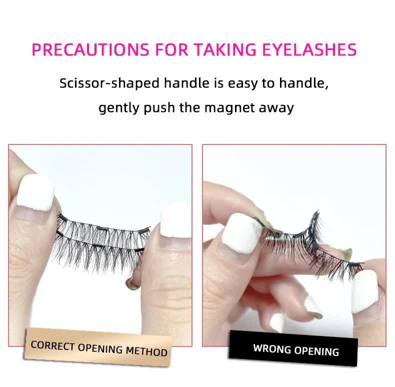 Style 2 Black Magnetic False Eyelashes Kit - 3 Pairs with Applicator Clip and Mirror Case V888-ELOSUNG23400