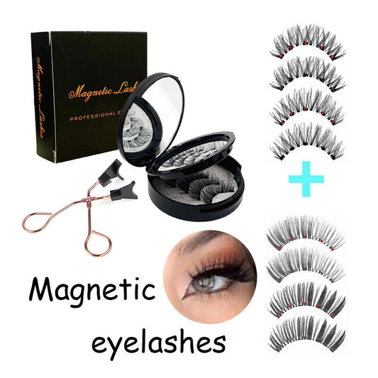 Style 5 Black Magnetic False Eyelashes Kit - 3 Pairs with Applicator Clip and Mirror Case V888-ELOSUNG23403