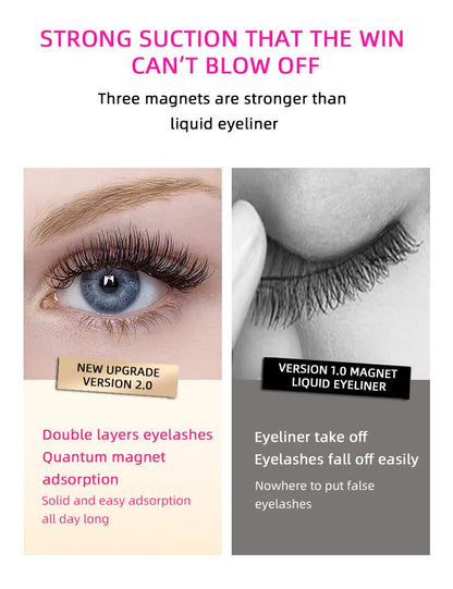 Style 5 Black Magnetic False Eyelashes Kit - 3 Pairs with Applicator Clip and Mirror Case V888-ELOSUNG23403