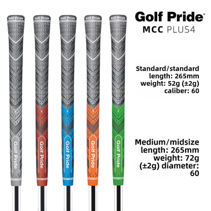 2 Pcs Orange MCC PLUS4 Midsize Golf Grip - Rubber and Cotton Thread Hybrid, 265 mm, 72g, Core 60 V888-ELOSUNG234421