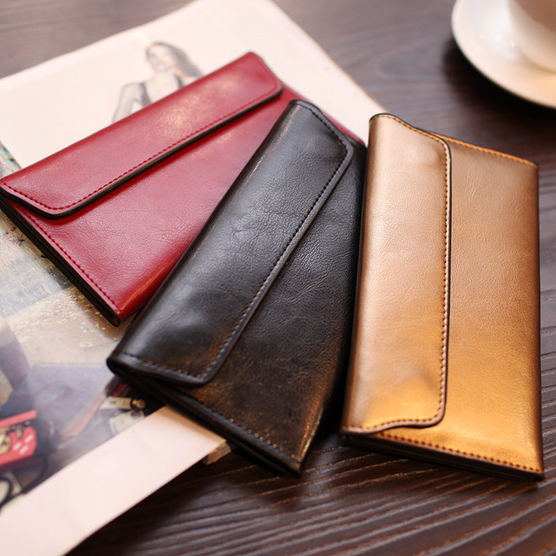Silver Women's Genuine Leather Long Wallet - Slim Business Clutch with Snap Closure, Multi-Card Holder V888-ELOSUNG23546