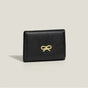 Black Compact Women's Bow-Accent Wallet - Fresh Minimalist PU Leather Foldable Card Holder with Multiple Slots V888-ELOSUNG23591