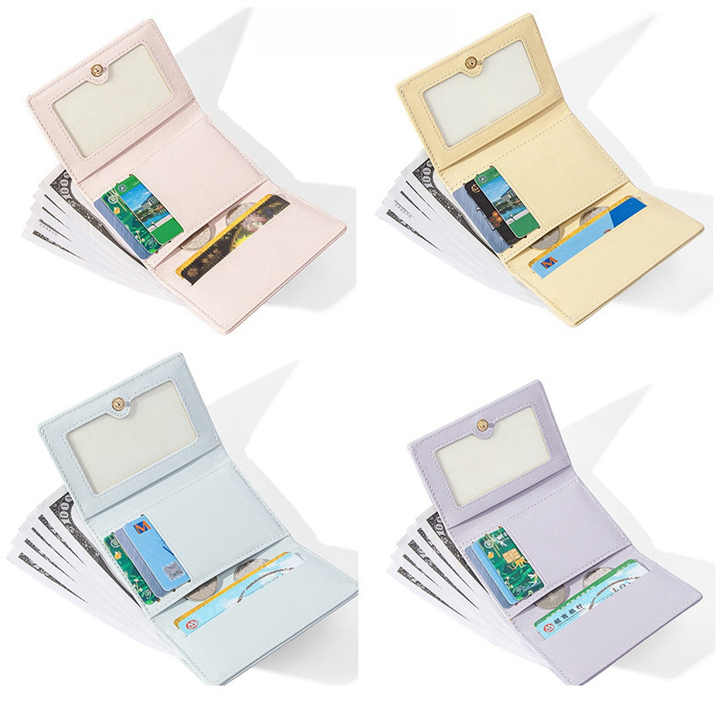 Purple Compact Women's Bow-Accent Wallet - Fresh Minimalist PU Leather Foldable Card Holder with Multiple V888-ELOSUNG23593