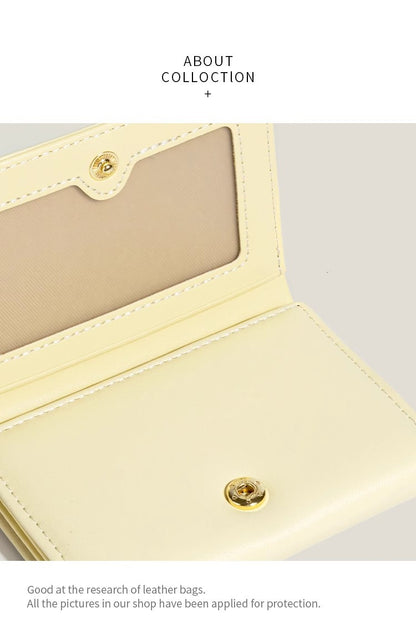 Blue Compact Women's Bow-Accent Wallet - Fresh Minimalist PU Leather Foldable Card Holder with Multiple Slots V888-ELOSUNG23594