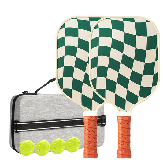 Set 1 White And Green T700 Carbon Fiber Pickleball Paddle Set - 2 Paddles, 4 Balls, and Portable Carry Bag V888-ELOSUNG23604