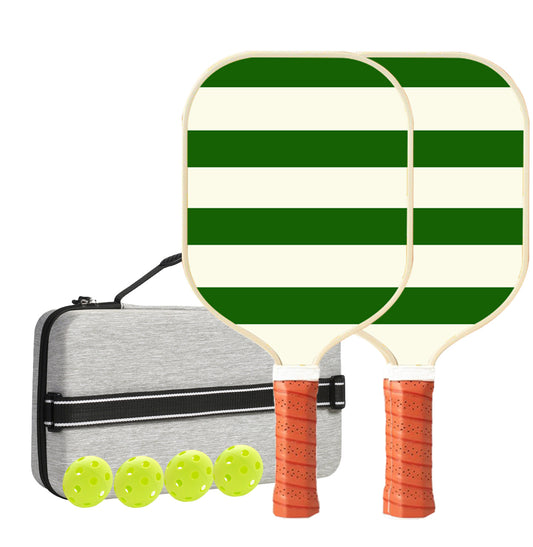 Set 2 White And Green T700 Carbon Fiber Pickleball Paddle Set - 2 Paddles, 4 Balls, and Portable Carry Bag V888-ELOSUNG23605