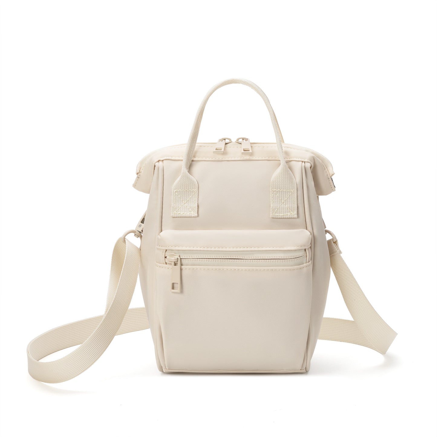 Beige Mini Waterproof Oxford Backpack - Lightweight 263g Travel Crossbody Bag with Adjustable Straps V888-ELOSUNG23609