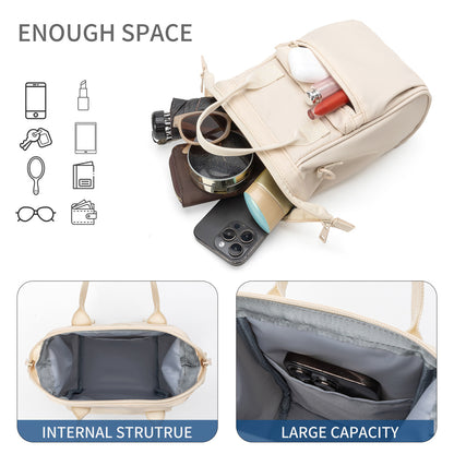 Beige Mini Waterproof Oxford Backpack - Lightweight 263g Travel Crossbody Bag with Adjustable Straps V888-ELOSUNG23609
