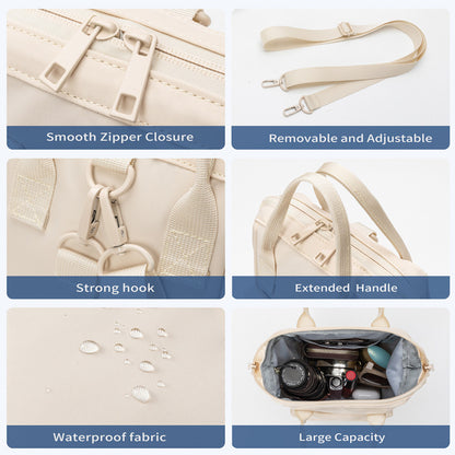 Beige Mini Waterproof Oxford Backpack - Lightweight 263g Travel Crossbody Bag with Adjustable Straps V888-ELOSUNG23609
