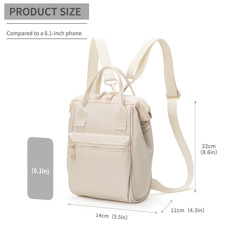 Beige Mini Waterproof Oxford Backpack - Lightweight 263g Travel Crossbody Bag with Adjustable Straps V888-ELOSUNG23609
