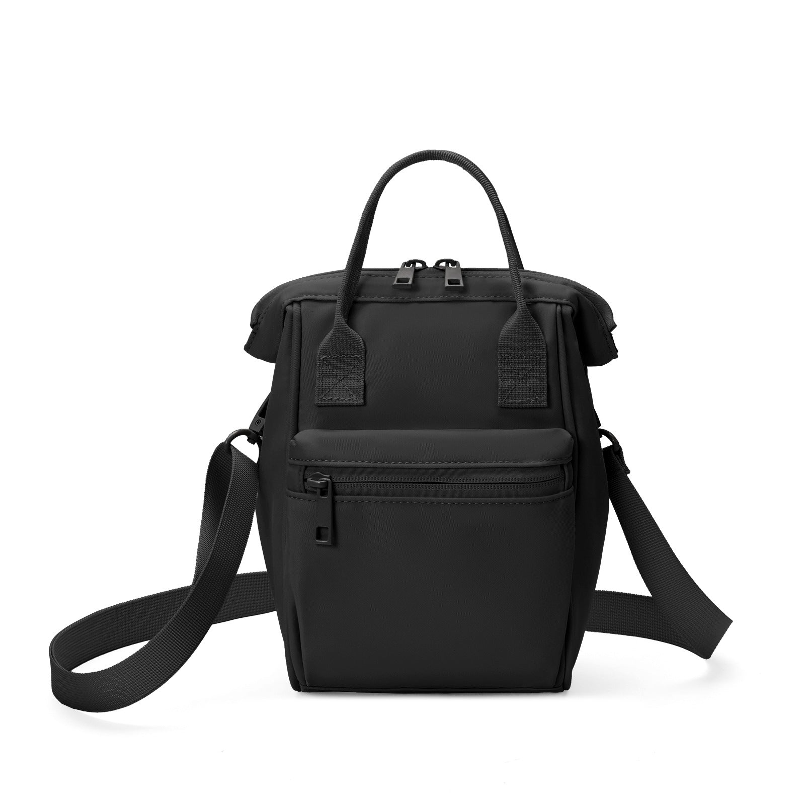 Black Mini Waterproof Oxford Backpack - Lightweight 263g Travel Crossbody Bag with Adjustable Straps V888-ELOSUNG23610