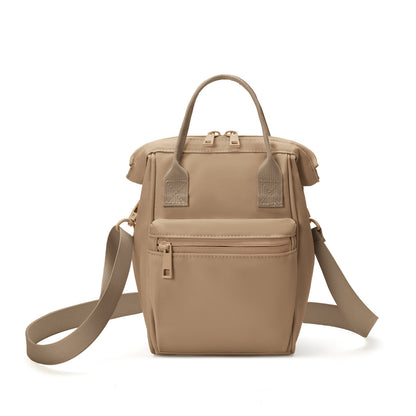 Brown Mini Waterproof Oxford Backpack - Lightweight 263g Travel Crossbody Bag with Adjustable Straps V888-ELOSUNG23613