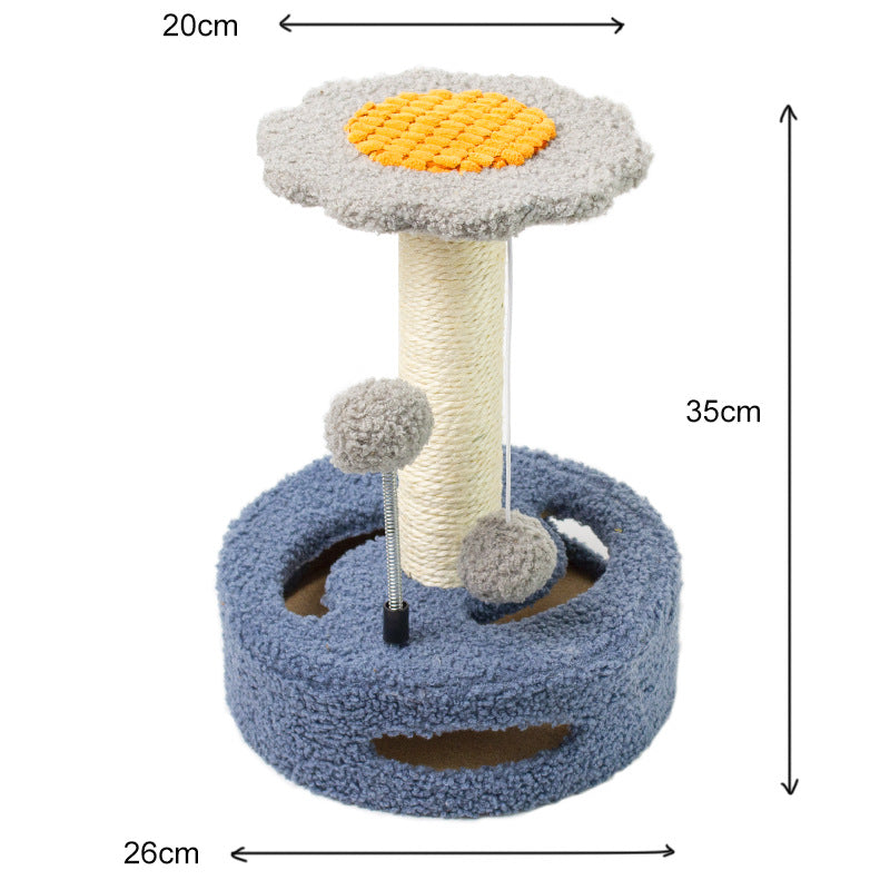 Blue And Grey Sunflower Cat Scratching Post - 35cm Sisal Cat Tree with Plush Toys for Small Cats V888-ELOSUNG23627