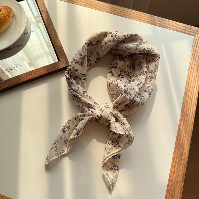 Style 1 Beige Versatile Patterned Square Scarf | 65x65cm Lightweight Polyester Neckerchief Headband | Vintage V888-ELOSUNG23640