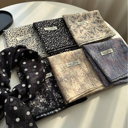 Style 1 Beige Versatile Patterned Square Scarf | 65x65cm Lightweight Polyester Neckerchief Headband | Vintage V888-ELOSUNG23640