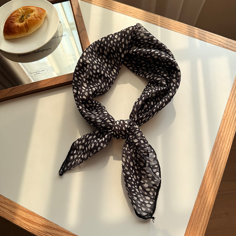 Style 2 Black Versatile Patterned Square Scarf | 65x65cm Lightweight Polyester Neckerchief Headband | Vintage V888-ELOSUNG23641