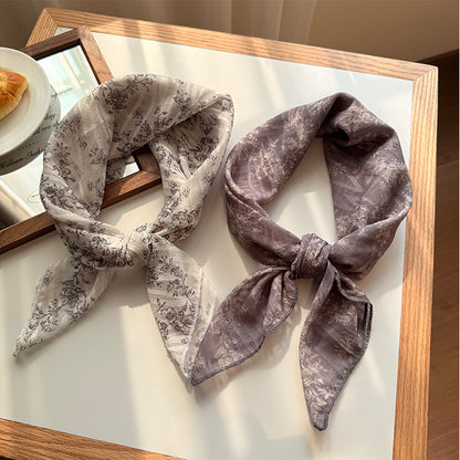 Style 4 Black Versatile Patterned Square Scarf | 65x65cm Lightweight Polyester Neckerchief Headband | Vintage V888-ELOSUNG23643