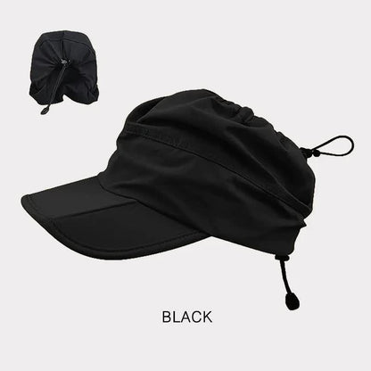 Black Foldable Quick-Dry Summer Sports Visor Hat UPF 50+ Adjustable Outdoor Sun Cap V888-ELOSUNG23645
