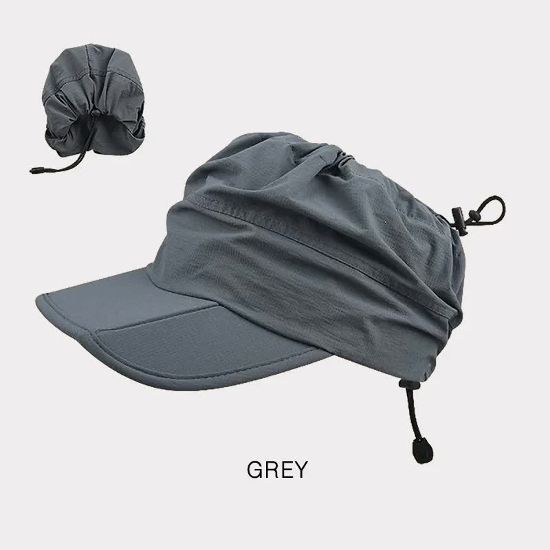 Grey Foldable Quick-Dry Summer Sports Visor Hat UPF 50+ Adjustable Outdoor Sun Cap V888-ELOSUNG23646