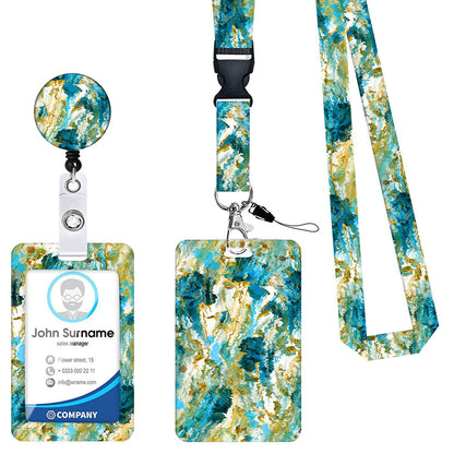 2 Pcs Blue and Green Retractable Badge Reel & ID Card Holder Set with Lanyard - Durable ABS Plastic V888-ELOSUNG23677