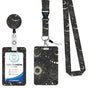 2 Pcs Black Star and Moon Pattern Retractable Badge Reel & ID Card Holder Set with Lanyard - Durable ABS V888-ELOSUNG23680