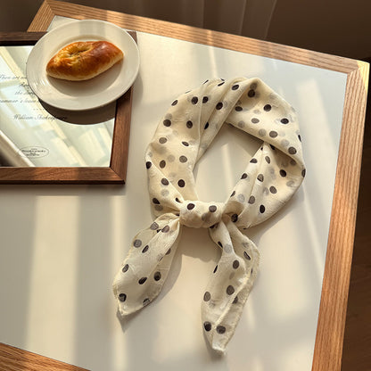 Style 9 Black Polka Dots On White Background Versatile Patterned Square Scarf | 65x65cm Lightweight Polyester V888-ELOSUNG23693