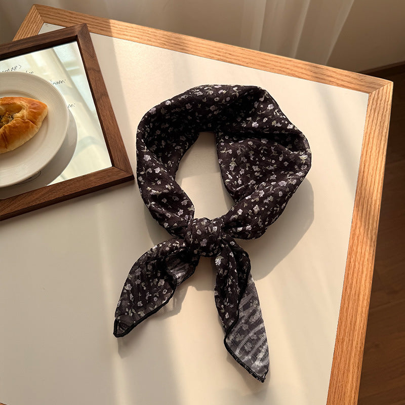 Style 12 Black Versatile Patterned Square Scarf | 65x65cm Lightweight Polyester Neckerchief Headband | V888-ELOSUNG23696