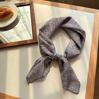 Style 16 Dark Blue Versatile Patterned Square Scarf | 65x65cm Lightweight Polyester Neckerchief Headband | V888-ELOSUNG23698