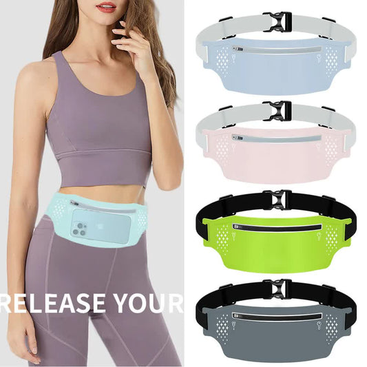 2 Pcs Black Lightweight Women's Running Waist Bag - Splash-Proof Fitness Belt with Stretchable Phone Storage V888-ELOSUNG23700