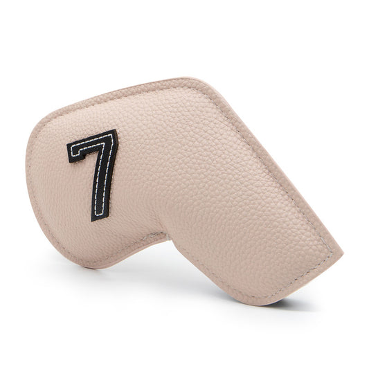 Beige Golf Iron Head Covers Set of 10 - Waterproof PU Leather Club Protectors with Embroidered Numbers (3-9, V888-ELOSUNG23722