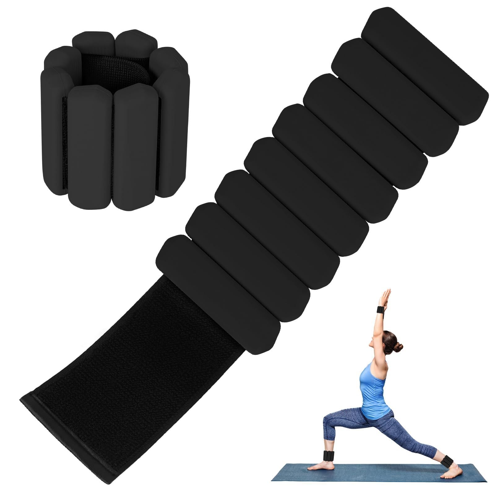 White Adjustable Silicone Wrist & Ankle Weights - 2lb Pair (900g) | Comfortable Fitness Resistance Bands for V888-ELOSUNG23730
