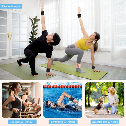 Pink Adjustable Silicone Wrist & Ankle Weights - 2lb Pair (900g) | Comfortable Fitness Resistance Bands for V888-ELOSUNG23732