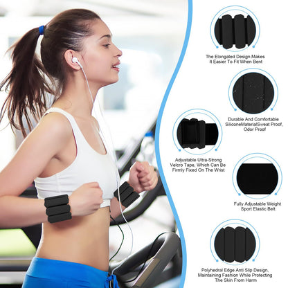 Red Adjustable Silicone Wrist & Ankle Weights - 2lb Pair (900g) | Comfortable Fitness Resistance Bands for V888-ELOSUNG23733