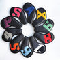 Colorful Words On Black Background PU Leather Golf Iron Headcovers Set (10pcs) - Numbered Protective Club V888-ELOSUNG23738
