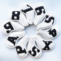 Black Words On White Background PU Leather Golf Iron Headcovers Set (10pcs) - Numbered Protective Club Covers V888-ELOSUNG23739