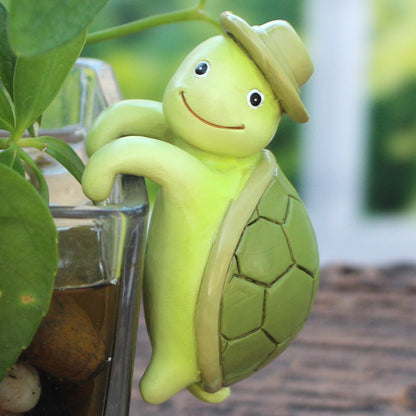 2 Pcs Green Cute Resin Turtle Pot Hanger - Garden Planter Pal Figurine Decoration V888-ELOSUNG23741