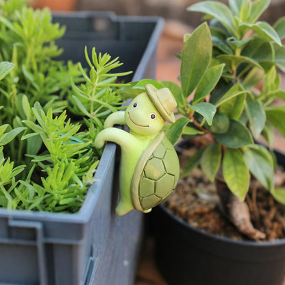 2 Pcs Green Cute Resin Turtle Pot Hanger - Garden Planter Pal Figurine Decoration V888-ELOSUNG23741