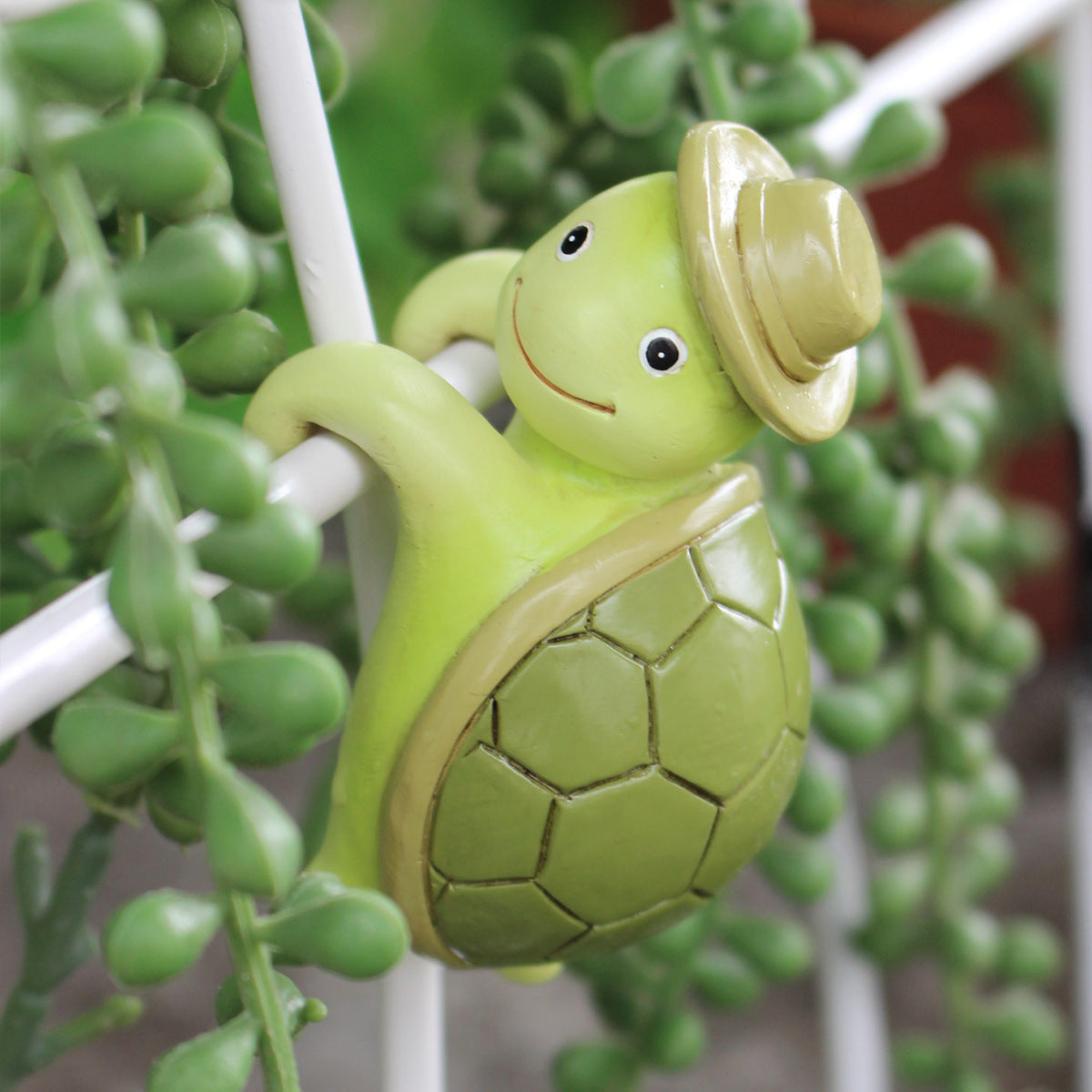 2 Pcs Green Cute Resin Turtle Pot Hanger - Garden Planter Pal Figurine Decoration V888-ELOSUNG23741