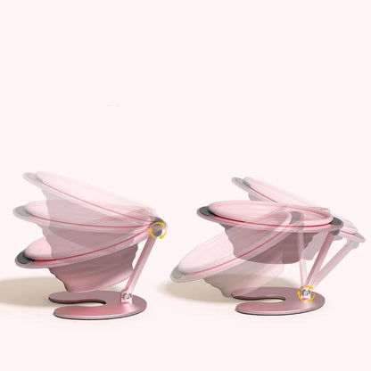 Purple Foldable Elevated Pet Bowl Set - Tilted Ergonomic Cat Feeder with Aluminum Stand & Silicone Bowl V888-ELOSUNG23745