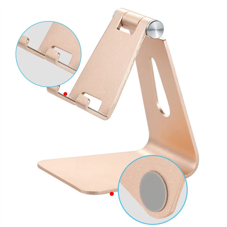 2 Pcs Black Foldable Aluminum Alloy Phone & Tablet Stand - Adjustable Portable Desktop Holder V888-ELOSUNG23746
