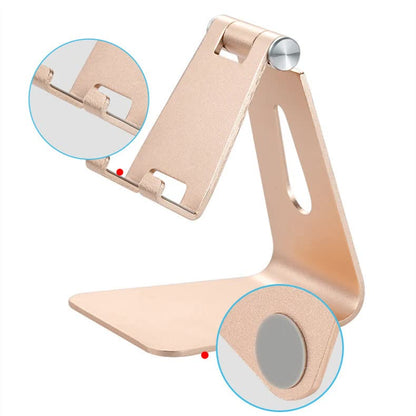 2 Pcs Black Foldable Aluminum Alloy Phone & Tablet Stand - Adjustable Portable Desktop Holder V888-ELOSUNG23746