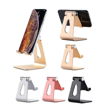 2 Pcs Silver Foldable Aluminum Alloy Phone & Tablet Stand - Adjustable Portable Desktop Holder V888-ELOSUNG23749
