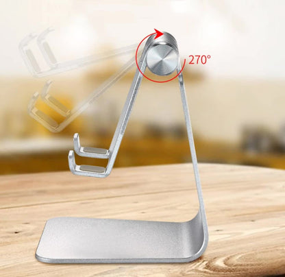 2 Pcs Silver Foldable Aluminum Alloy Phone & Tablet Stand - Adjustable Portable Desktop Holder V888-ELOSUNG23749