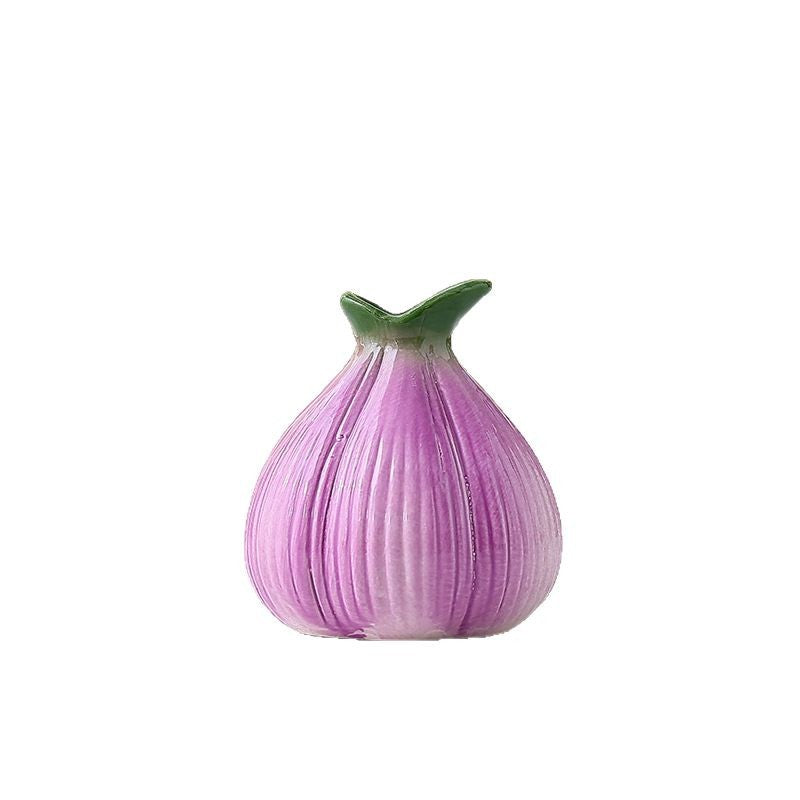 2 Pcs Purple Creative Onion-Shaped Ceramic Vase for Hydroponic Plants - Cute INS Style Floral Decor for V888-ELOSUNG23750