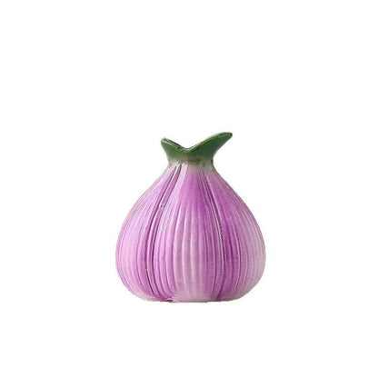 2 Pcs Purple Creative Onion-Shaped Ceramic Vase for Hydroponic Plants - Cute INS Style Floral Decor for V888-ELOSUNG23750