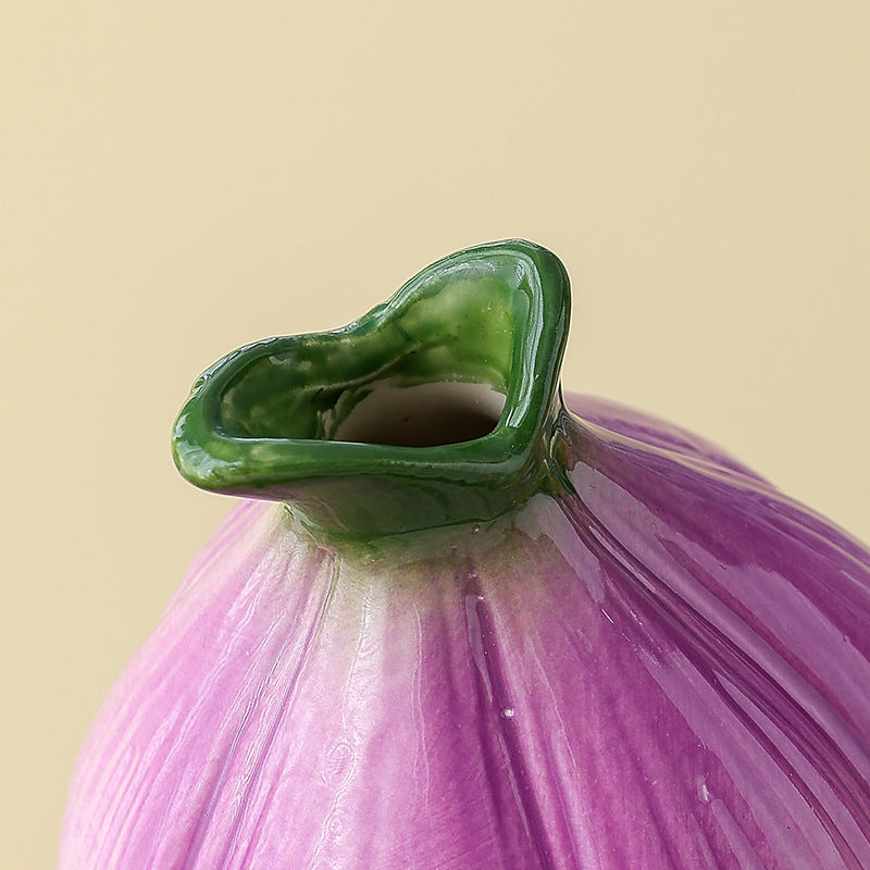 2 Pcs Purple Creative Onion-Shaped Ceramic Vase for Hydroponic Plants - Cute INS Style Floral Decor for V888-ELOSUNG23750