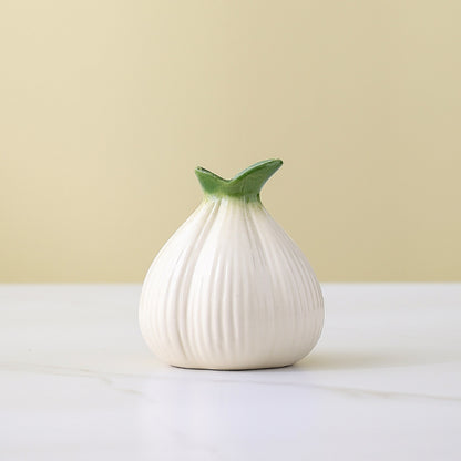 2 Pcs White Creative Onion-Shaped Ceramic Vase for Hydroponic Plants - Cute INS Style Floral Decor for Living V888-ELOSUNG23751