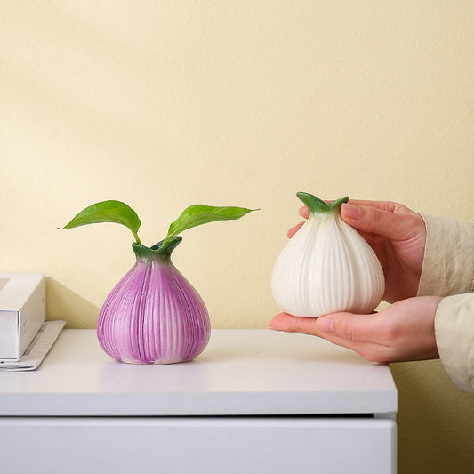 2 Pcs Creative Onion-Shaped Ceramic Vase for Hydroponic Plants - Cute INS Style Floral Decor for Living Room V888-ELOSUNG23752
