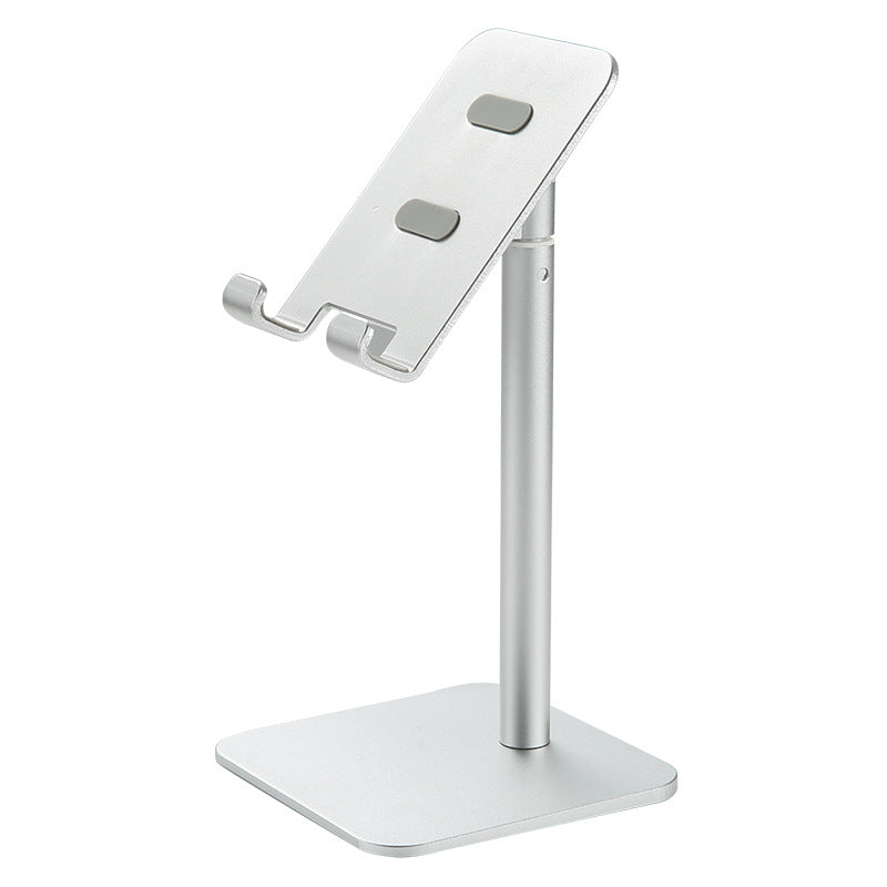 Silver Adjustable Aluminum Alloy Phone and Tablet Stand - Telescopic Desktop Holder for Live Streaming and V888-ELOSUNG23753